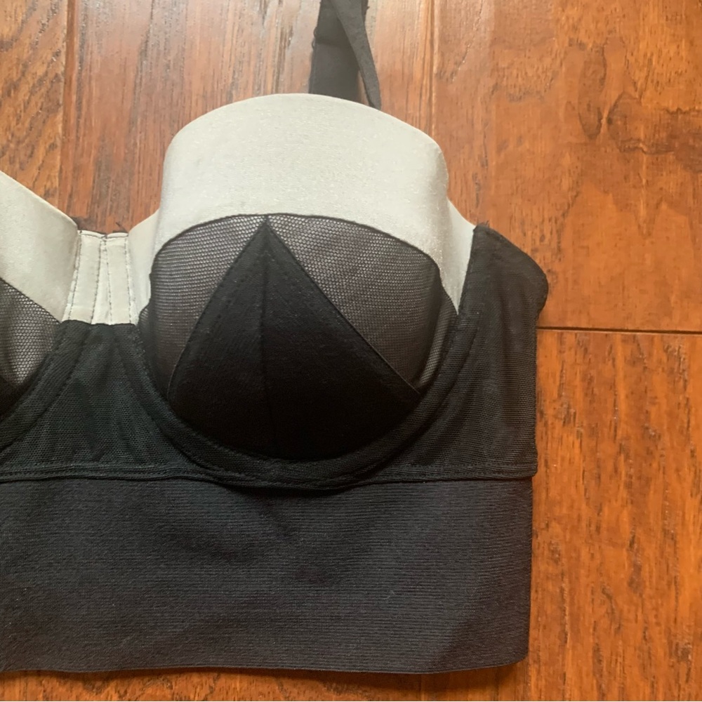 H&M Mesh Bustier Crop Top Black Balconette Corset Style | Size 34B - Picture 4 of 7